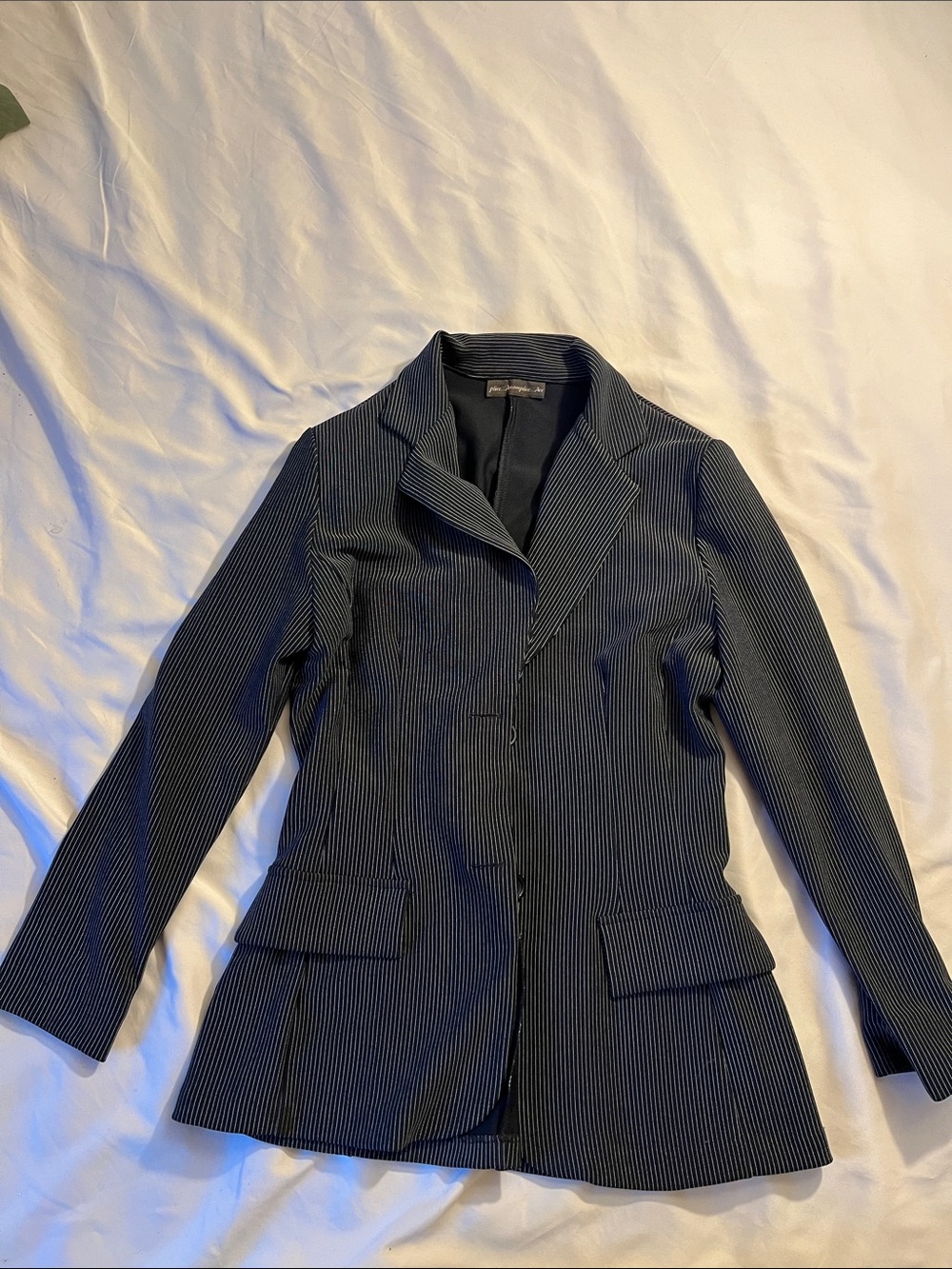 Women's Pinstripe Single-Button Blazer - Black